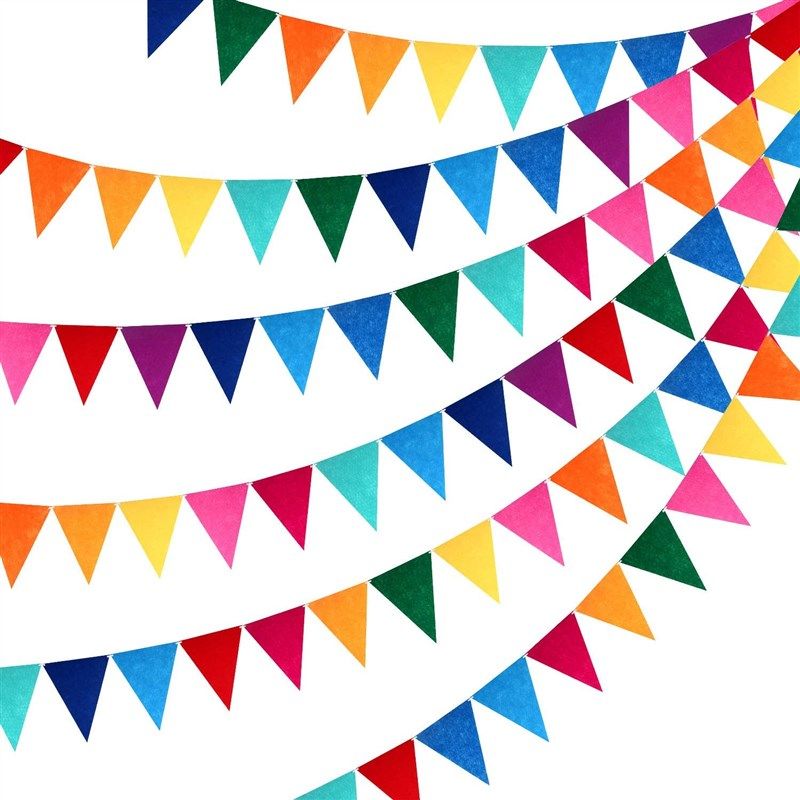 5pcs Multicolor Flags Imitated Burlap Bunting Banner Pastel Rainbow Decor  Fabric Triangle Flag