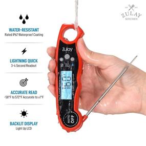 img 3 attached to 🔥 Zulay Waterproof Digital Meat Thermometer - Instant Read Food Thermometer with Backlight, Calibration & Internal Magnetic Mount - Ideal for Cooking, BBQ & Grill in Kitchen (Red)