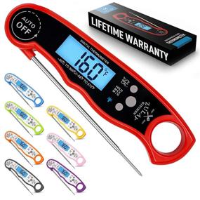 img 4 attached to 🔥 Zulay Waterproof Digital Meat Thermometer - Instant Read Food Thermometer with Backlight, Calibration & Internal Magnetic Mount - Ideal for Cooking, BBQ & Grill in Kitchen (Red)