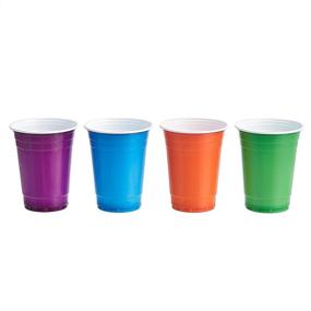 img 3 attached to 🟠 AmazonCommercial Plastic Cups: 16oz Orange, Light Blue, Purple, Lime Green - Pack of 120