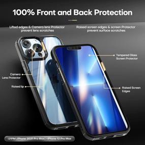 img 3 attached to 📱 TAURI Defender iPhone 13 Pro Max Case 6.7 Inch with 2 Pack Tempered Glass Screen Protector + 2 Pack Camera Lens Protector - Military Grade Protection, Shockproof and Slim