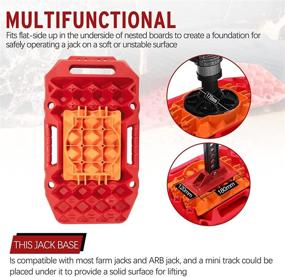 img 3 attached to Борды для продвижения в бездорожье BUNKER INDUST: 2 шт. Multifunctional Recovery Tracks для грязи, песка, снега на 4X4 - Красные аварийные лестницы для шин с сумкой для переноски.