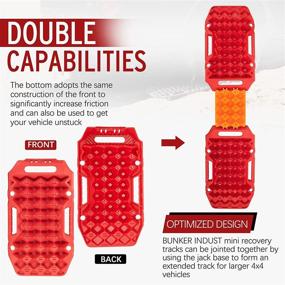 img 2 attached to BUNKER INDUST Off-Road Traction Boards: 2 Pcs Multifunctional Recovery Tracks for 4X4 Mud, Sand, Snow - Red Emergency Tire Traction Ladder Tool with Carry Bag