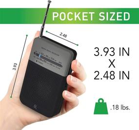 img 2 attached to 📻 Acoustic Research Portable AM/FM Radio: Black & Grey Rubberized Finish, Belt Clip, Speaker & Earbuds - Battery Operated