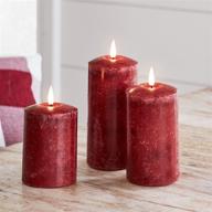 🕯️ truglow red mottled wax flameless led pillar candles: set of 3 with remote control by lights4fun, inc. логотип