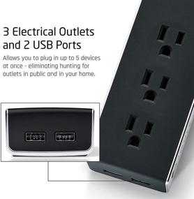 img 3 attached to 🔌 Portable Joule Surge Protector Strip: 3 Outlets & 2 USB Ports for Travel, Hotel, Home, and Office Use