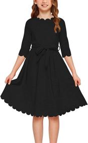 img 4 attached to Adorable GORLYA Sleeve Scalloped Pockets 👗 GOR1031 Girls' Dresses: Stylish and Comfortable Clothing Option