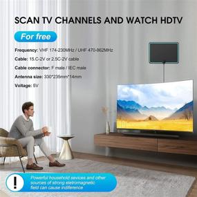 img 1 attached to 📺 Ultra-Thin HDTV Antenna - Freeview 150 Miles Range - 4K HD Indoor TV Antenna - Signal Booster - 1080p VHF UHF - 16.5ft Coax Cable