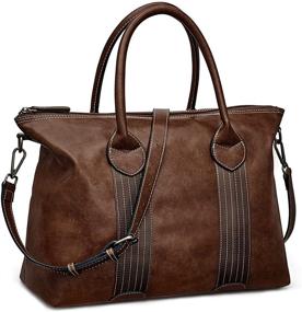 img 4 attached to 👜 S-ZONE Women's Large Top Handle PU Leather Satchels: Stylish Work Shoulder Purse and Crossbody Bag