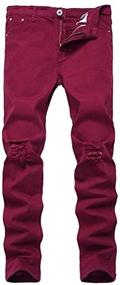 img 4 attached to 👖 SEO-Enhanced Stretch Skinny Destroyed Distressed Boys' Jeans
