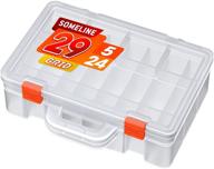 📦 clear double layer organizer box with adjustable dividers - ideal for sewing supplies, beads, jewelry, crafts, washi tapes, and small parts - stackable plastic storage container (24 grids, 1 pack) logo