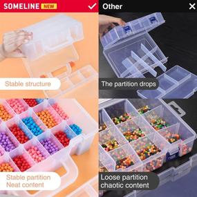 img 2 attached to 📦 Clear Double Layer Organizer Box with Adjustable Dividers - Ideal for Sewing Supplies, Beads, Jewelry, Crafts, Washi Tapes, and Small Parts - Stackable Plastic Storage Container (24 Grids, 1 Pack)