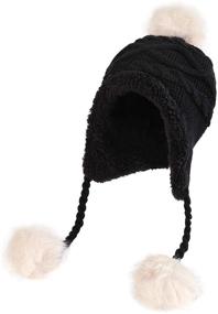 img 4 attached to 🧢 Sumolux Knitted Earflap Beanie for Girls - Ideal Winter Accessories to Brave the Cold Weather