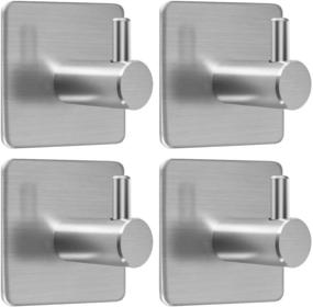 img 4 attached to 🧲 Jekoo Waterproof Adhesive Hooks, Heavy Duty Over The Door Hooks, Stick on Wall Hooks for Towels, Stainless Steel Adhesive Towel Rack - 4 Packs, Ideal for Bathroom, Kitchen, Cabinet Door