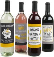 retirement party wine bottle label stickers - 🎉 ideal gifts for women and men - set of 4 logo