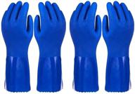 x-large blue rubber gloves with cotton lining for kitchen dishwashing and household cleaning logo