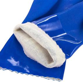 img 1 attached to X-Large Blue Rubber Gloves with Cotton Lining for Kitchen Dishwashing and Household Cleaning