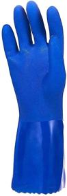 img 2 attached to X-Large Blue Rubber Gloves with Cotton Lining for Kitchen Dishwashing and Household Cleaning