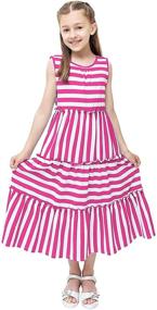 img 2 attached to 👗 Stylish Sleeveless Summer Striped Sundresses by KYMIDY for Girls' Clothing