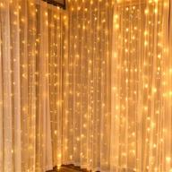 battery operated outdoor curtain string lights - 200 led icicle twinkle starry lights for bedroom wedding festival tent camping rv decor - remote, timer, 8 modes, dimmable, warm white - 6.5ft x 6.5ft logo