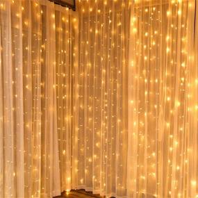 img 4 attached to Battery Operated Outdoor Curtain String Lights - 200 LED Icicle Twinkle Starry Lights for Bedroom Wedding Festival Tent Camping RV Decor - Remote, Timer, 8 Modes, Dimmable, Warm White - 6.5ft x 6.5ft