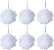 iboodi bath shower pouf - pack of 6 white mesh shower puffs (35g each) logo