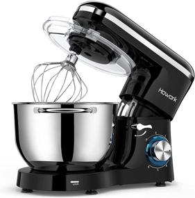 img 4 attached to 🍲 Howork Stand Mixer with 6.55 Quart Stainless Steel Bowl- 660W Electric Kitchen Food Mixer with 6-Speed Control Dough Mixer, Whisk, Beater- Black (6.55 QT)