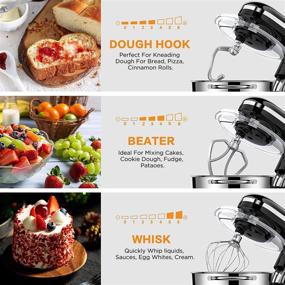 img 3 attached to 🍲 Howork Stand Mixer with 6.55 Quart Stainless Steel Bowl- 660W Electric Kitchen Food Mixer with 6-Speed Control Dough Mixer, Whisk, Beater- Black (6.55 QT)