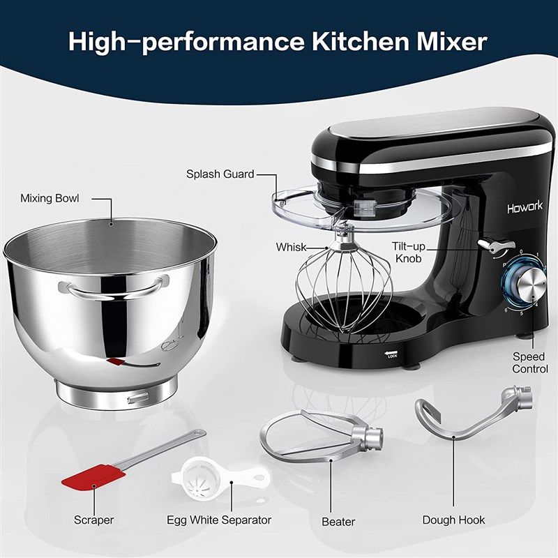 🍲 Howork Stand Mixer with 6.55 Quart Stainless Steel Bowl…