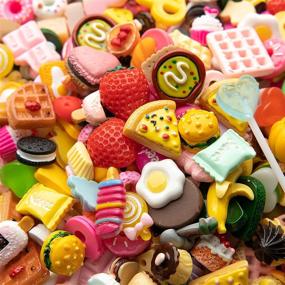 img 4 attached to 🍕 25pcs Mixed Lot of Slime Charms Food Cute Set - Assorted Food Resin Flatback Sets for Crafts, Decorations, Scrapbooking, Embellishments, Hair Clips - DIY Crafts Making