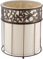 ideal vine metal and plastic waste bin trash can - bathroom, bedroom, home office, kitchen, patio, dorm, college - vanilla tan and bronze logo