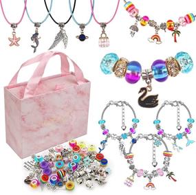 img 4 attached to 📿 Charm Bracelet Making Kit: Complete DIY Set for Teen Girls, Adults & Kids - 110 Pcs Bracelet Making Supplies, Beads, Necklace Craft Gift