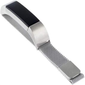 img 4 attached to 🔗 WITHit Designer Stainless Steel Mesh Replacement Band for Fitbit Alta/Alta HR, Silver - Secure & Adjustable Fitbit Watch Band with Magnetic Closure - Fits Most Wrists