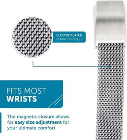 img 2 attached to 🔗 WITHit Designer Stainless Steel Mesh Replacement Band for Fitbit Alta/Alta HR, Silver - Secure & Adjustable Fitbit Watch Band with Magnetic Closure - Fits Most Wrists