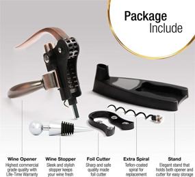 img 1 attached to 🍷 Upgraded Luxiluxy Wine Bottle Opener Corkscrew Set [2021 Edition] – Sturdy and Unbreakable! Includes Foil Cutter, Bottle Stopper, Opener Stand, and Extra Spiral – Essential Wine Opener Kit