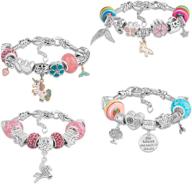 🦄 adorable lyroo 4 set unicorn charms bracelet: perfect teen girl gift with unicorn gift box! logo