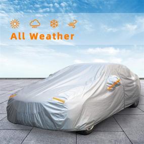 img 4 attached to 🚗 Waterproof All Weather Outdoor Car Cover for Automobiles - Sun UV Rain Dust Wind Protection, Full Coverage with Zipper, Universal Fit Sedan (Length 181-190 Inch)