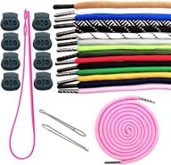 🔒 30-pack drawstrings replacement with cord locks for pants, sweatpants, hoodies, scrubs, jackets, shorts - includes 8 pieces drawcords and 3 re-threader tools in black logo