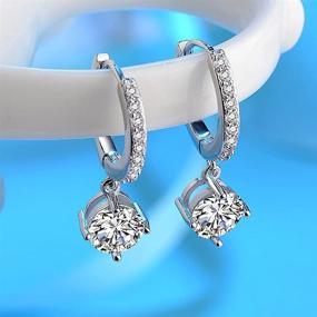 img 2 attached to 💎 Dazzling CZ Crystal Dangle Drop Small Hoop Cartilage Earrings: 925 Silver Plated for Women & Girls