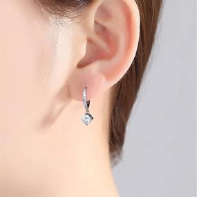 img 3 attached to 💎 Dazzling CZ Crystal Dangle Drop Small Hoop Cartilage Earrings: 925 Silver Plated for Women & Girls