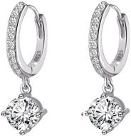 💎 dazzling cz crystal dangle drop small hoop cartilage earrings: 925 silver plated for women & girls logo