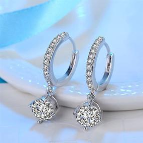 img 1 attached to 💎 Dazzling CZ Crystal Dangle Drop Small Hoop Cartilage Earrings: 925 Silver Plated for Women & Girls