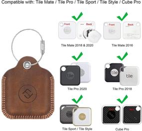 img 3 attached to 🔑 [2 шт.] Кожаный чехол Fintie для Tile Mate/Tile Pro/Tile Sport/Tile Style/Cube Pro - Ключ и Телефон Находчик, Антицарапающий защитный чехол с брелоком - Натуральная Кожа