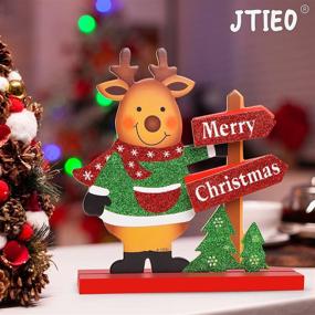 img 2 attached to 🎄 JTIEO Gift Boutique: Festive 3-in-1 Christmas Table Decorations for Dinner Party, Coffee Table - Snowman, Santa, Reindeer - Merry Christmas & Happy Holidays Centerpiece