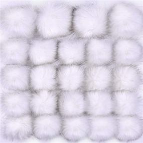 img 4 attached to 🦊 Coopay 24 Pieces White Faux Fox Fur Pom Pom Balls: DIY Fluffy Flair for Hats, Keychains, Scarves, and More