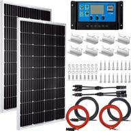 🌞 pikasola 200w 12/24v solar panel kit for rv boat home: 2pcs 100w monocrystalline solar panel grade a + solar charge controller + 16ft & 10ft solar cable + z-brackets logo