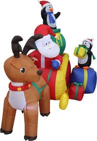img 1 attached to 🎅 Eye-Catching 6-Foot Long Christmas Inflatable: Santa on Sleigh with Reindeer, Penguins & Yard Decoration Lights