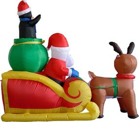 img 2 attached to 🎅 Eye-Catching 6-Foot Long Christmas Inflatable: Santa on Sleigh with Reindeer, Penguins & Yard Decoration Lights