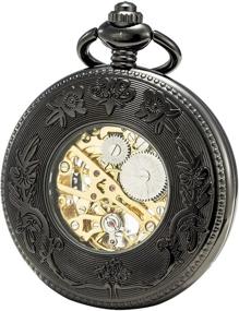 img 2 attached to SEWOR Mechanical Leather Black 1 Inch Skeleton Watch