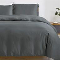 💤 cozylux organic bamboo duvet cover set king size dark grey - 3pcs 300tc luxury comforter cover 104"x 90", oeko-tex cooling bedding with zipper closure and corner ties, dark gray logo